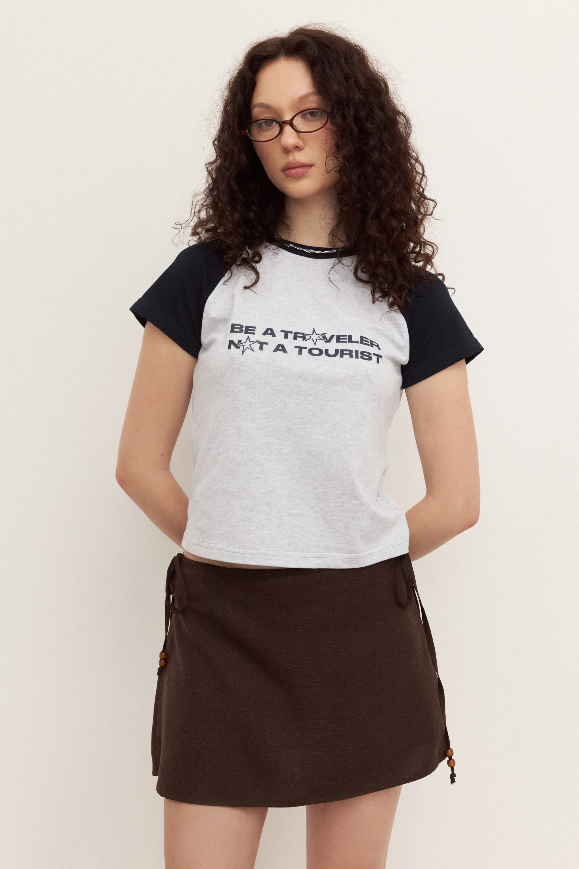 Футболка baby tee сіра меланжева