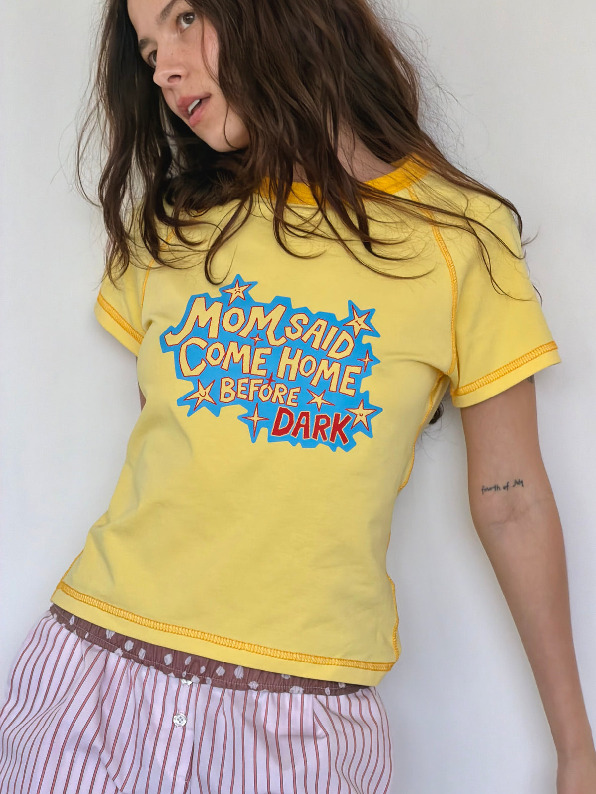 Футболка baby tee лимонна