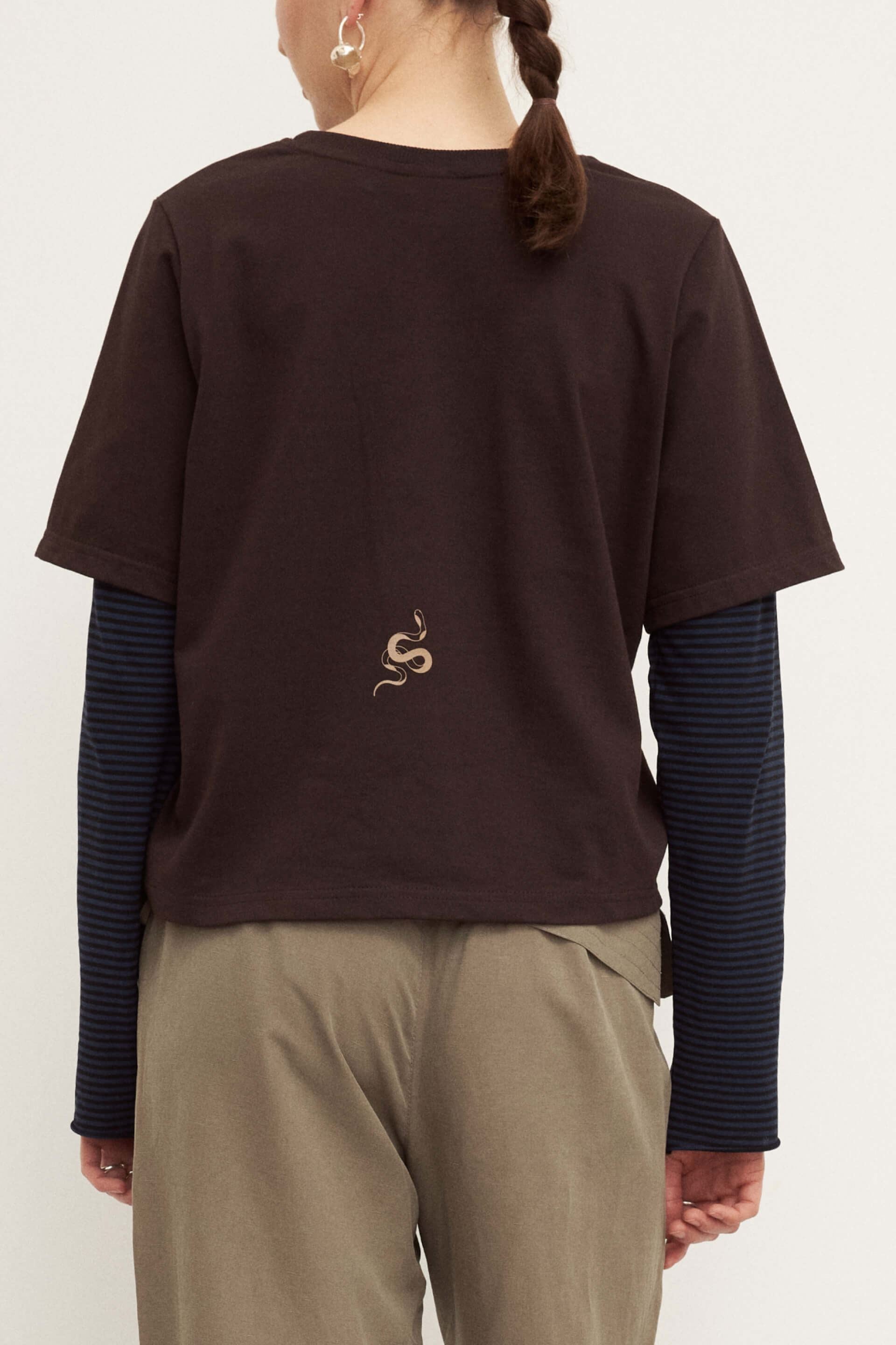 Коричневий unisex кроп-лонгслів