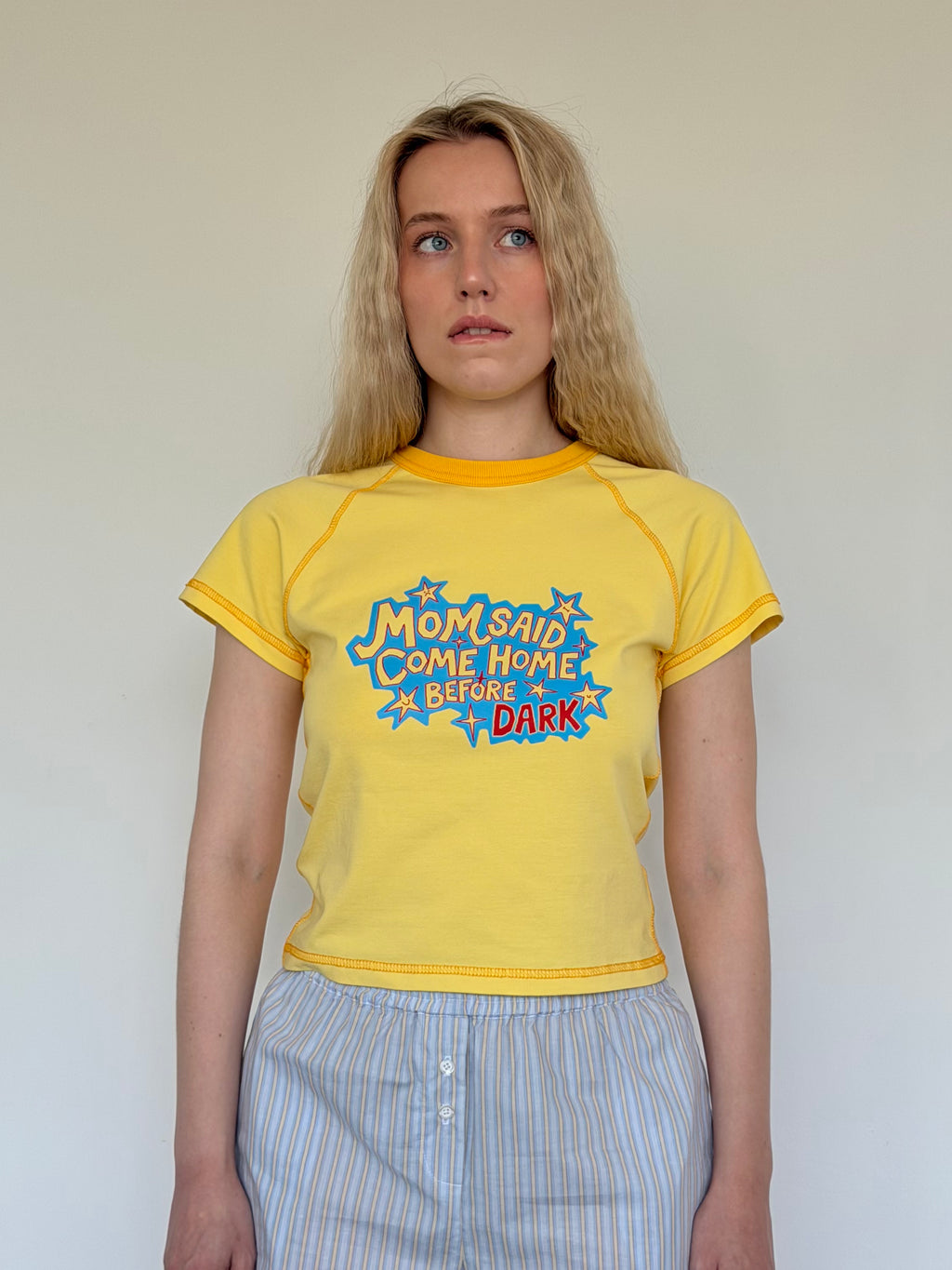Футболка baby tee лимонна