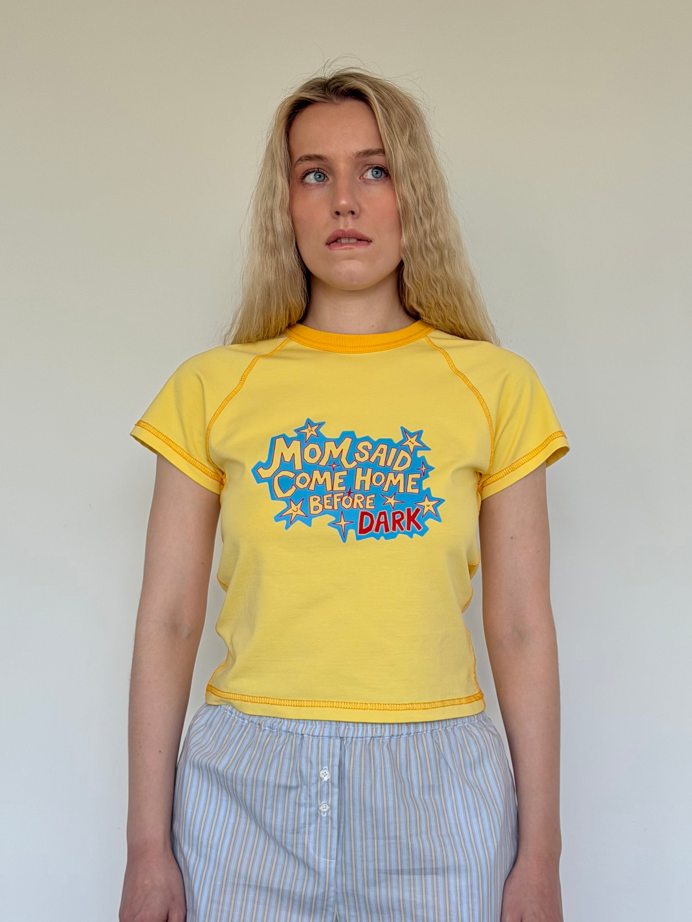 Футболка baby tee лимонна